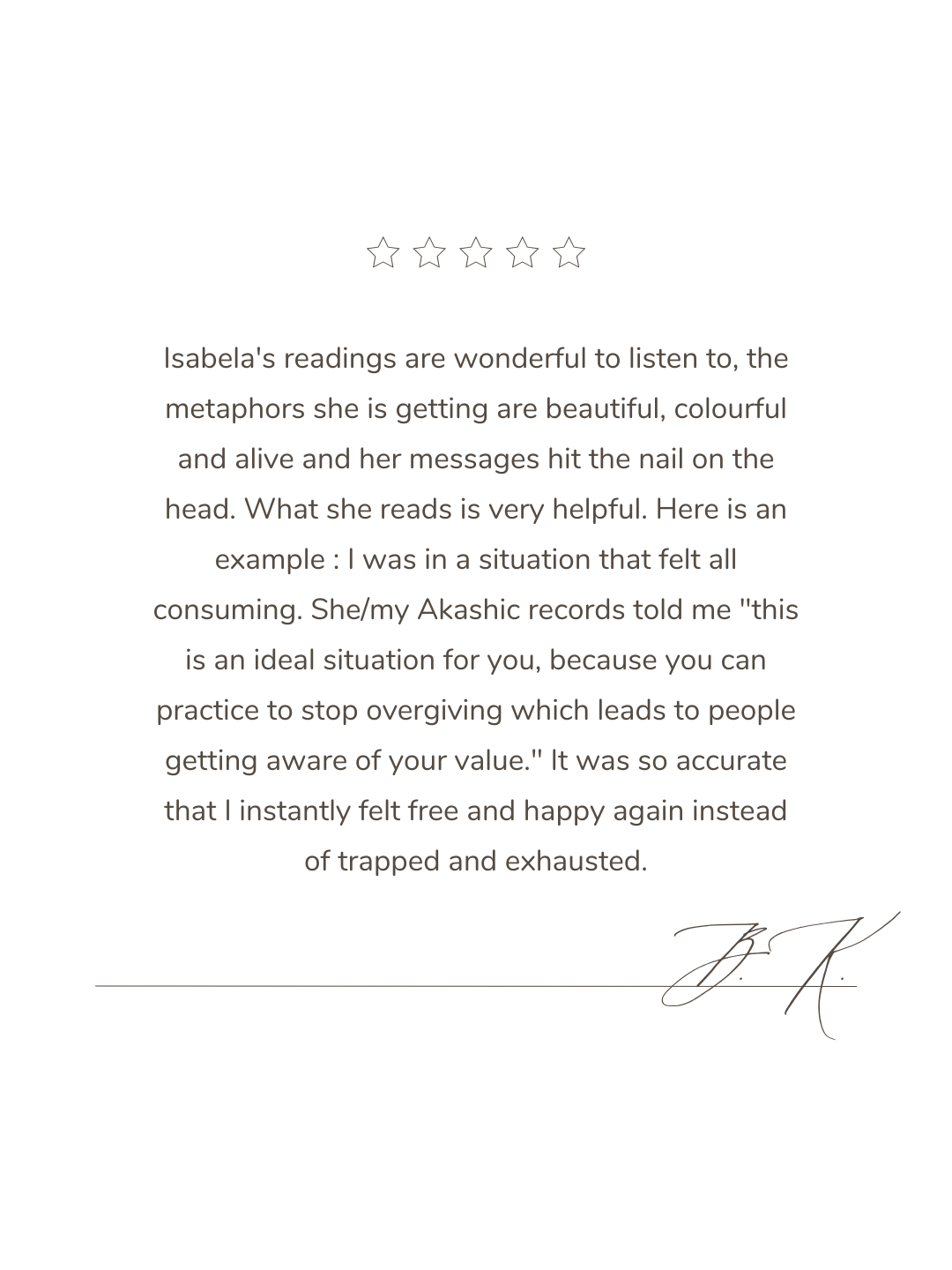 Client testimonial — B.K.